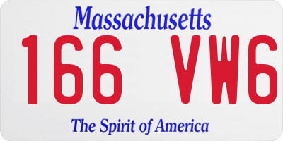 MA license plate 166VW6