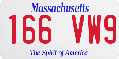MA license plate 166VW9