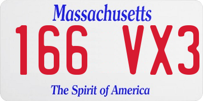 MA license plate 166VX3
