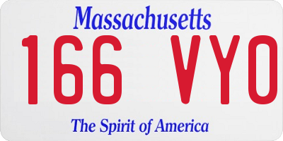MA license plate 166VY0