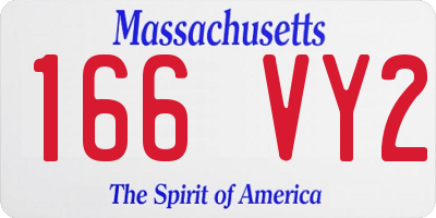MA license plate 166VY2