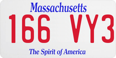 MA license plate 166VY3