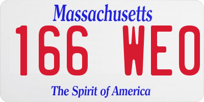 MA license plate 166WE0