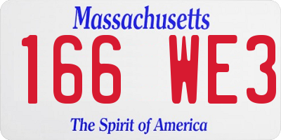 MA license plate 166WE3