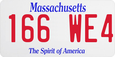 MA license plate 166WE4
