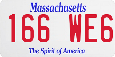 MA license plate 166WE6