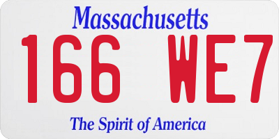 MA license plate 166WE7