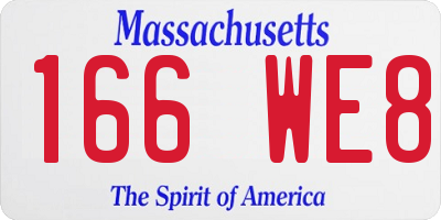 MA license plate 166WE8