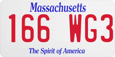 MA license plate 166WG3