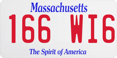 MA license plate 166WI6