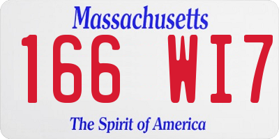 MA license plate 166WI7