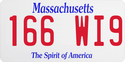 MA license plate 166WI9