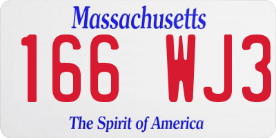 MA license plate 166WJ3