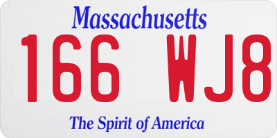 MA license plate 166WJ8