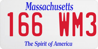 MA license plate 166WM3