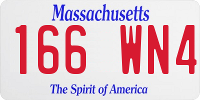 MA license plate 166WN4