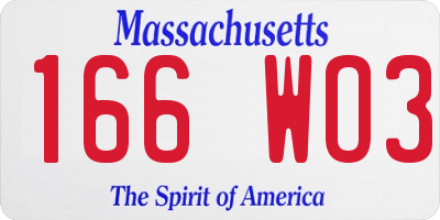 MA license plate 166WO3