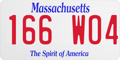 MA license plate 166WO4