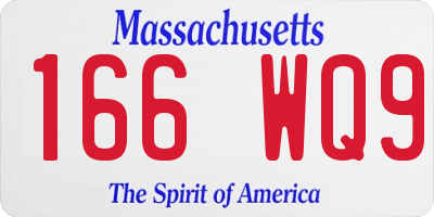 MA license plate 166WQ9