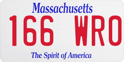 MA license plate 166WR0