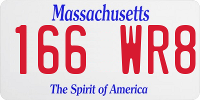 MA license plate 166WR8