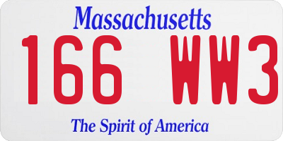 MA license plate 166WW3