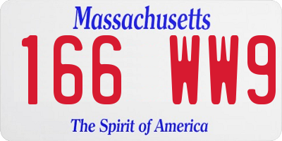 MA license plate 166WW9