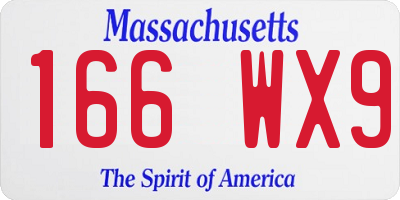 MA license plate 166WX9