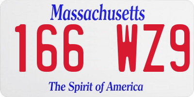 MA license plate 166WZ9