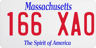 MA license plate 166XA0