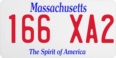 MA license plate 166XA2