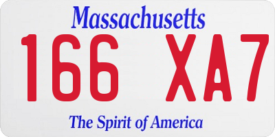 MA license plate 166XA7
