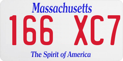 MA license plate 166XC7