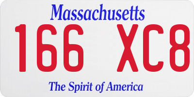 MA license plate 166XC8
