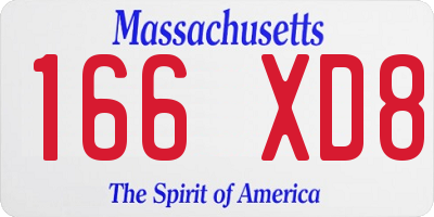 MA license plate 166XD8
