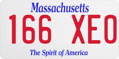 MA license plate 166XE0