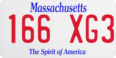 MA license plate 166XG3