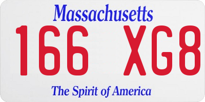 MA license plate 166XG8