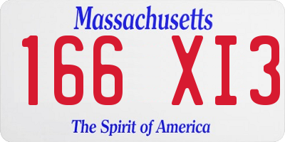 MA license plate 166XI3