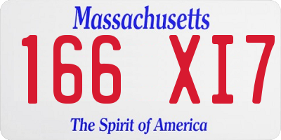 MA license plate 166XI7