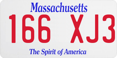MA license plate 166XJ3
