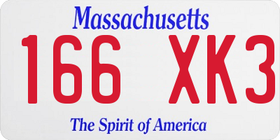 MA license plate 166XK3