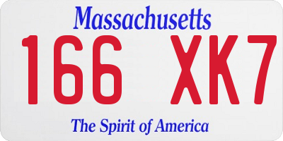MA license plate 166XK7