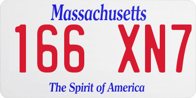 MA license plate 166XN7
