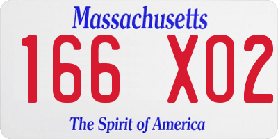 MA license plate 166XO2