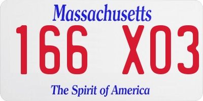 MA license plate 166XO3