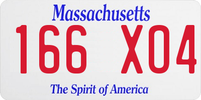 MA license plate 166XO4