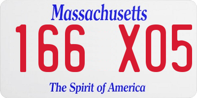 MA license plate 166XO5