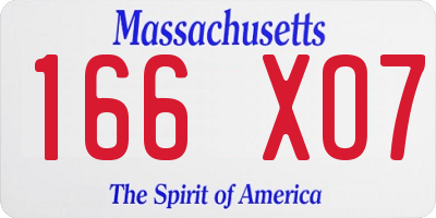 MA license plate 166XO7