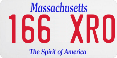 MA license plate 166XR0